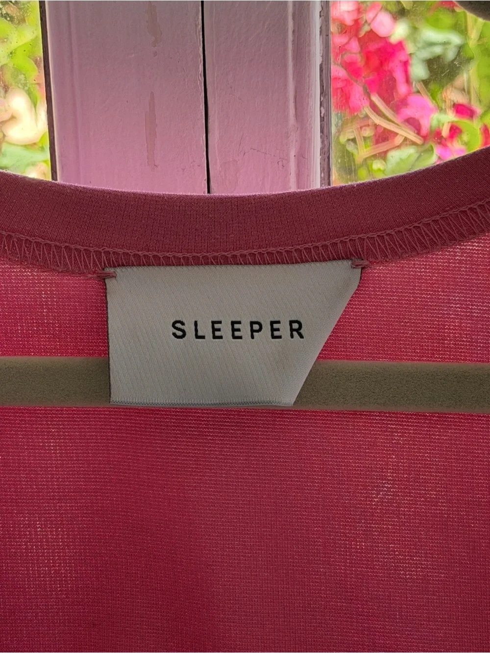 Sleeper Pink Square-Neck Long Sleeve Top